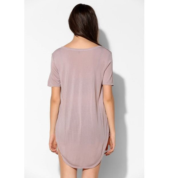 Truly Madly Deeply Deep V Tee Shirt - Mauve  - rear view