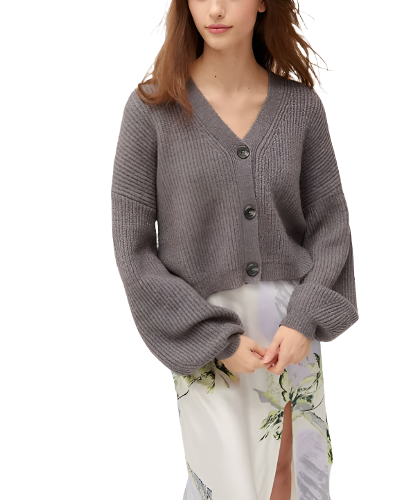 Grey balloon sleeve clearance cardigan