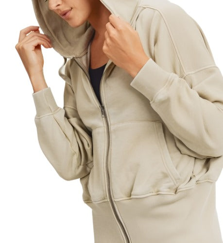 Mono B Fleece Hoodie Jacket KJ11571 - Natural - front  alt view 1