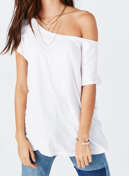 Truly Madly Deeply Off the Shoulder Tee Shirt - white  - front alt  view