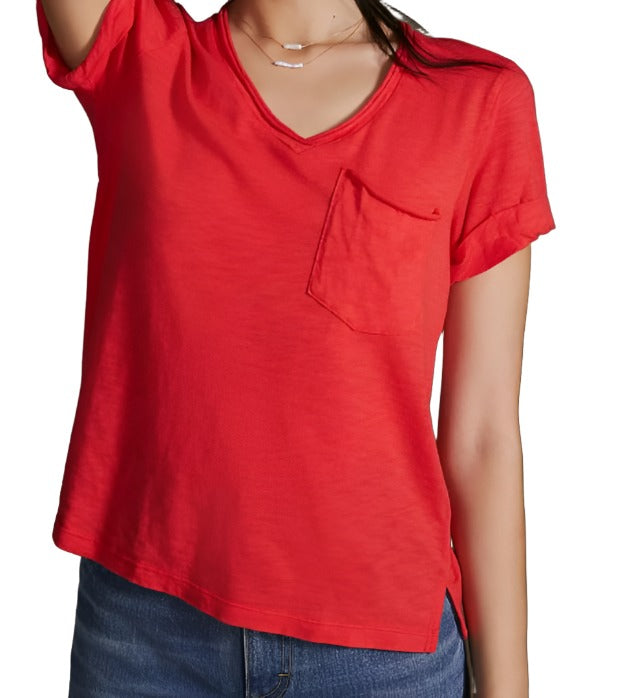 TLA  V-Neck Tee Shirt with Pocket and Plus