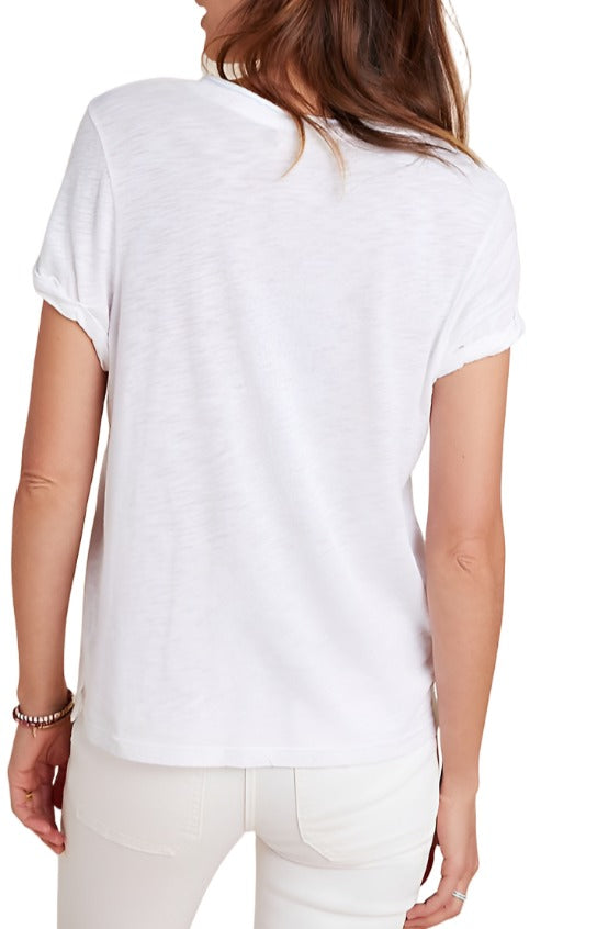 TLA V-Neck Tee Shirt with Pocket - white - rear view