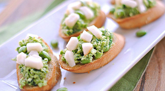 Edamame-and-Pear Crostini