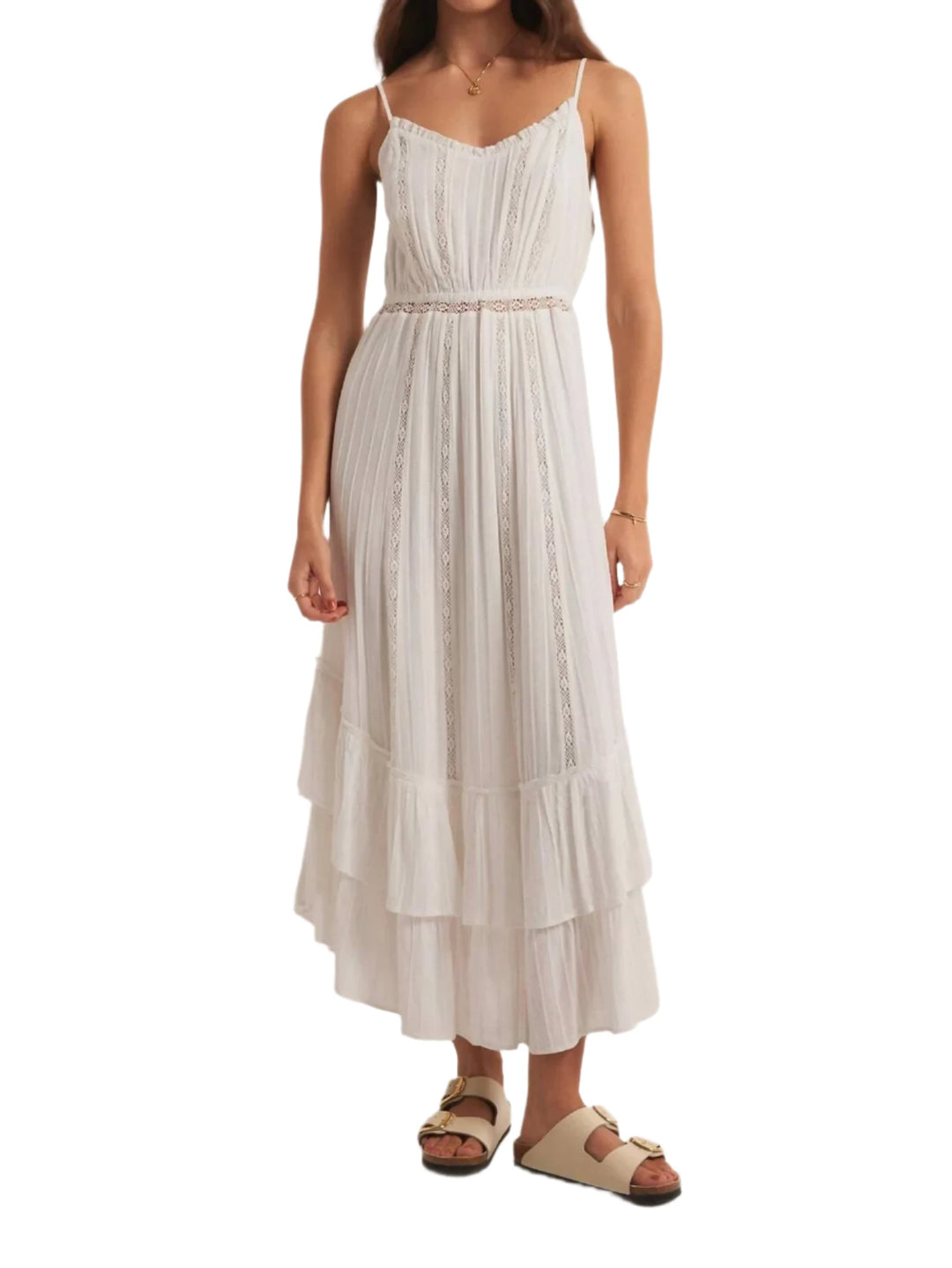 Z Supply Rose Maxi Dress - White - Front View