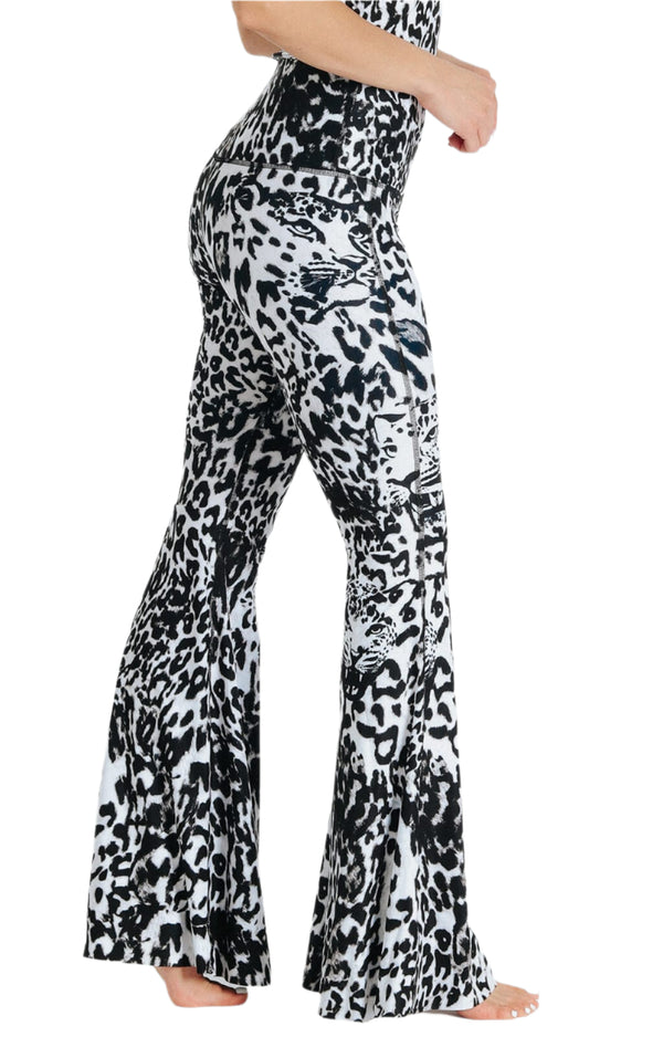 Ghost Leopard Printed Bell Bottoms by Yoga Democracy