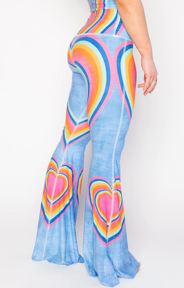 Rainbow Love Printed Bell Bottoms by Yoga Democracy