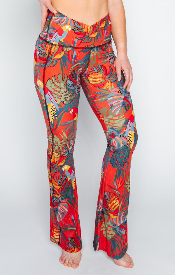 Split Flare Pant In Tropical Paradise by Yoga Democracy