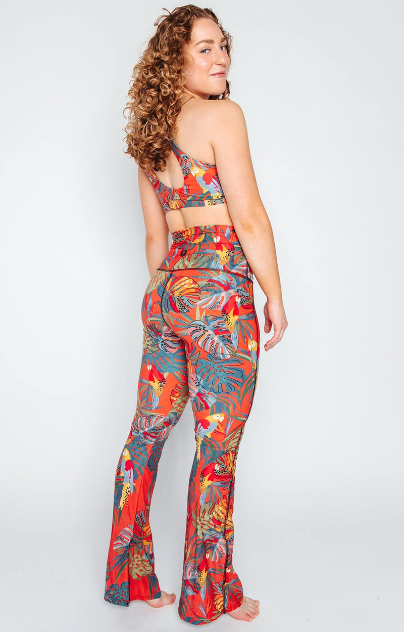 Split Flare Pant In Tropical Paradise by Yoga Democracy