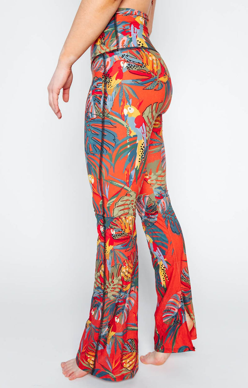 Split Flare Pant In Tropical Paradise by Yoga Democracy