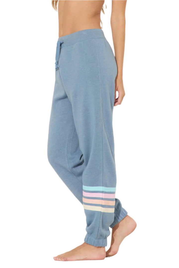Ocean Drive Fleece Pastel Strips Jogger OD12032 Denim Blue