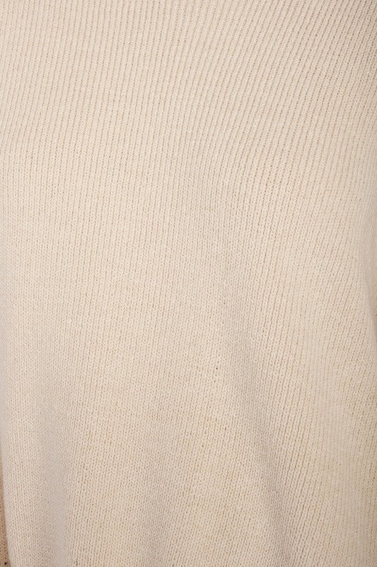 EMORY PARK OVER FITTED LONG SLEEVE SWEATER TOP - ecru