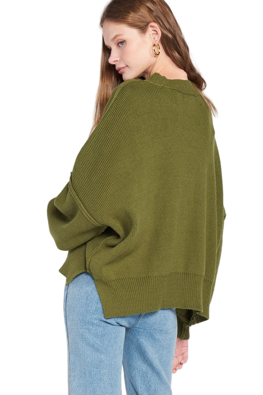 EMORY PARK OVER FITTED LONG SLEEVE SWEATER TOP - Back View