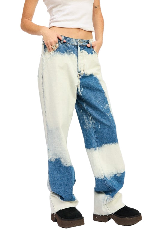 EMORY PARK HIGH WAISTED TIE DYE JEANS - Denim - Side View