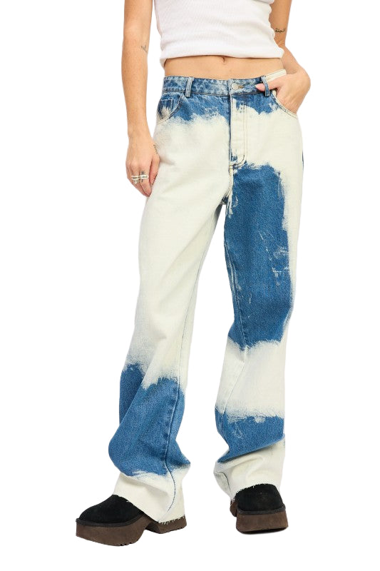 EMORY PARK HIGH WAISTED TIE DYE JEANS - Denim - Front View