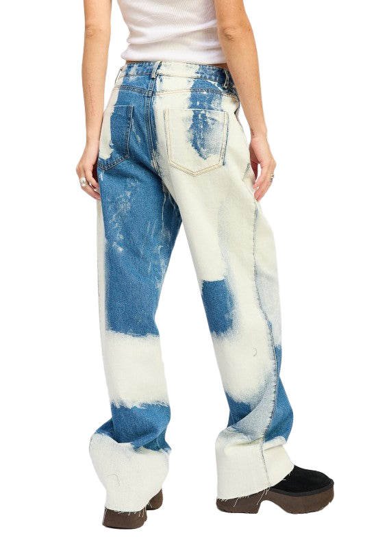 EMORY PARK HIGH WAISTED TIE DYE JEANS - Denim - Back View