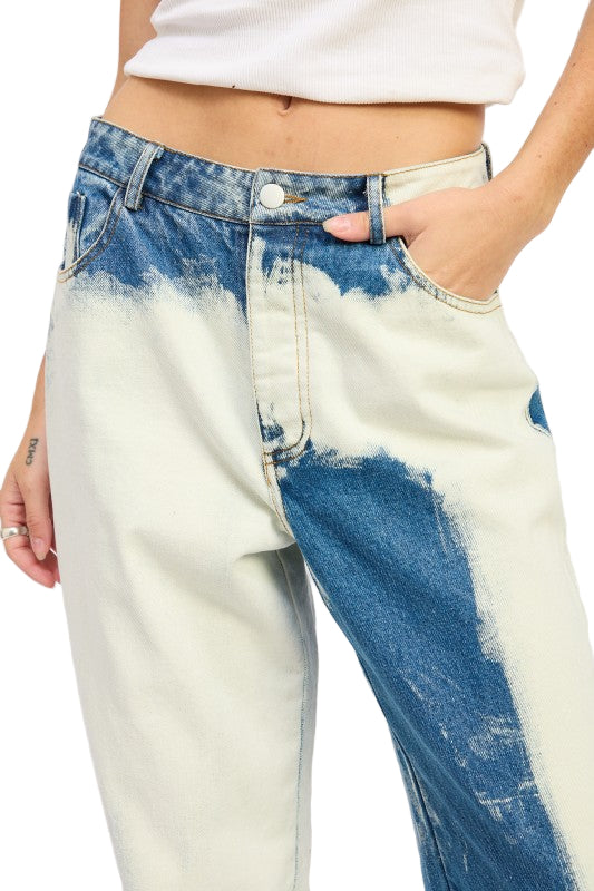 EMORY PARK HIGH WAISTED TIE DYE JEANS - Denim - Rear View