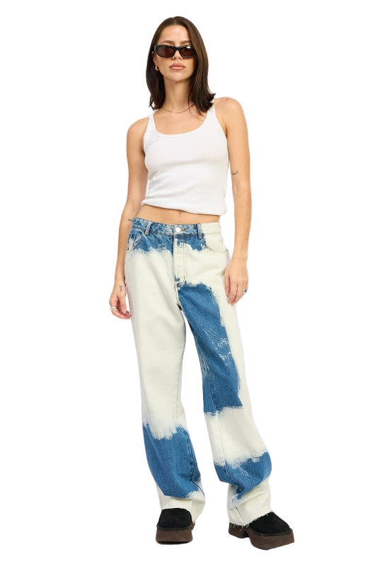 EMORY PARK HIGH WAISTED TIE DYE JEANS - Denim - Front Full View