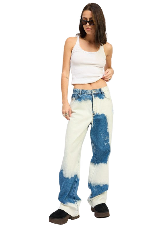 EMORY PARK HIGH WAISTED TIE DYE JEANS - Denim - Front Full View