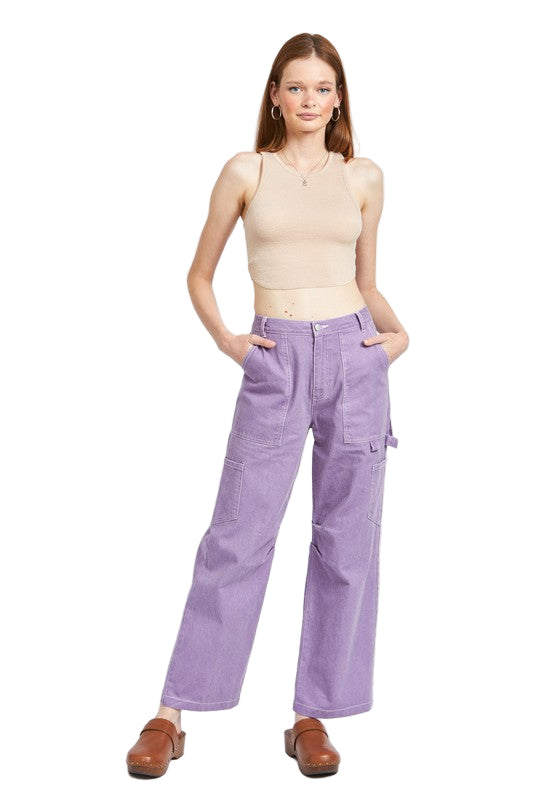 EMORY PARK HIGH RISE FIT CARGO PANTS - Purple - Front Full View