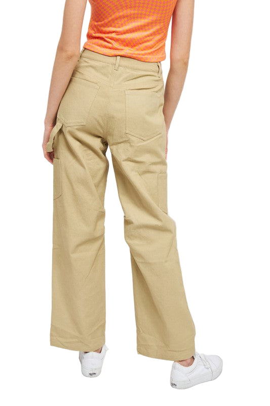 EMORY PARK HIGH RISE FIT CARGO PANTS - Pale Khaki - Back View