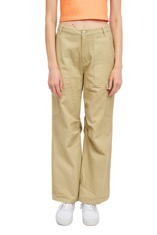EMORY PARK HIGH RISE FIT CARGO PANTS - Pale Khaki - Front View
