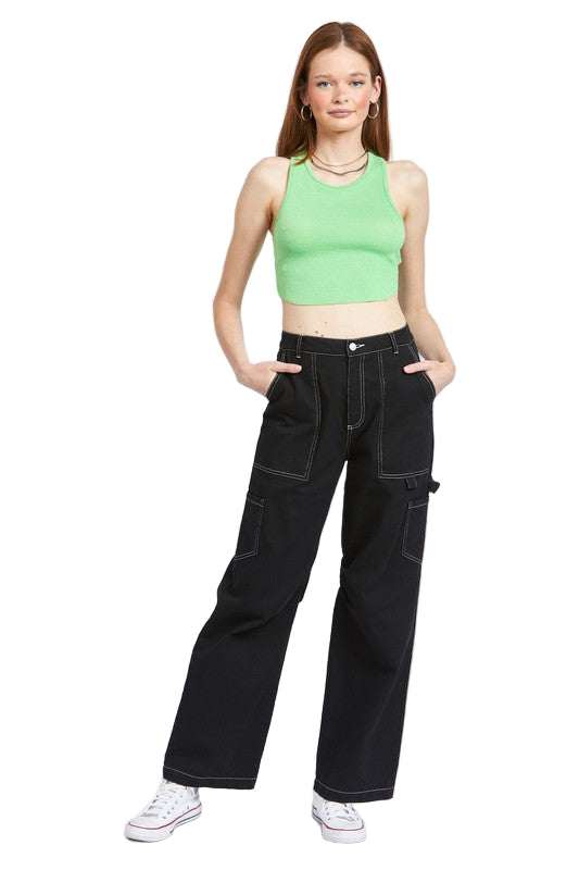 EMORY PARK HIGH RISE FIT CARGO PANTS - Black - Front Full View