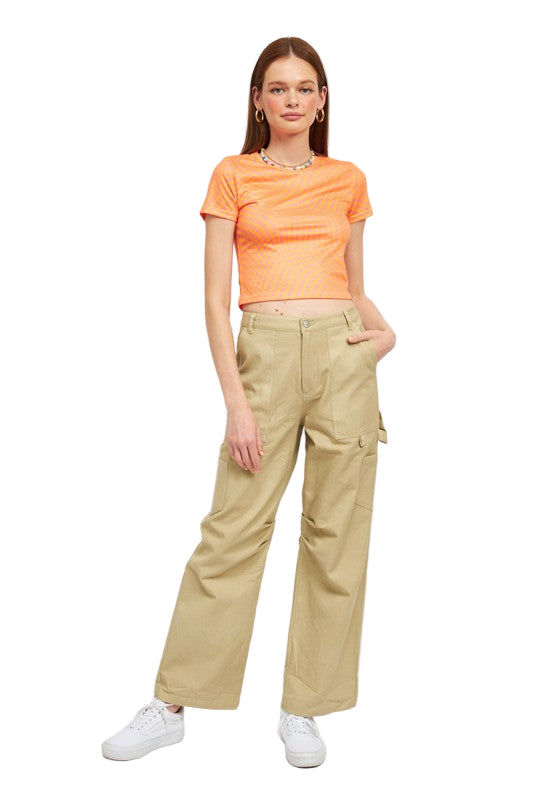 EMORY PARK HIGH RISE FIT CARGO PANTS - Pale Khaki - Front Full View