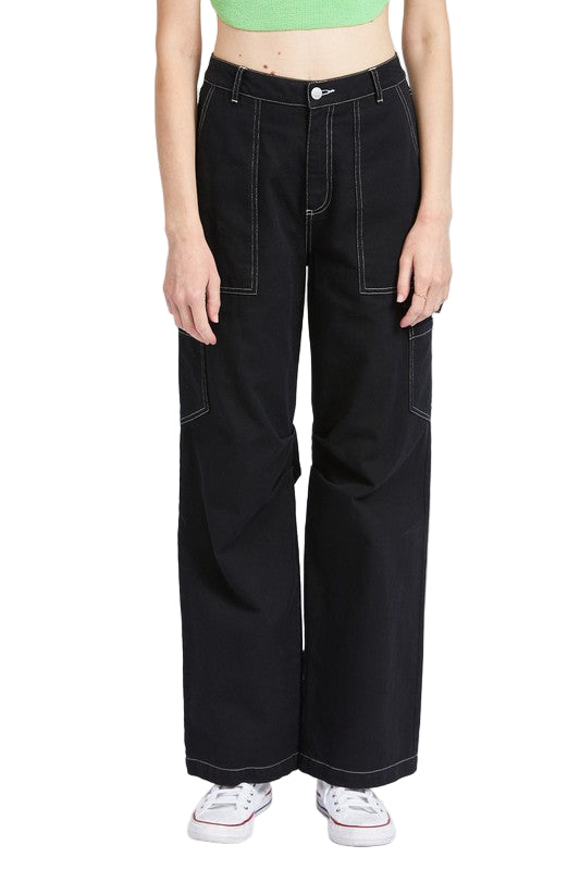 EMORY PARK HIGH RISE FIT CARGO PANTS - Black - Front View