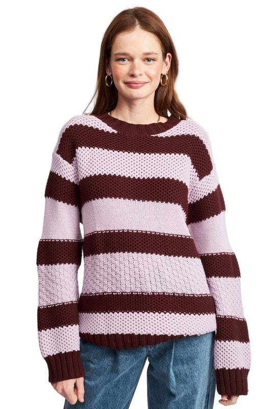 EMORY PARK OVERSIZED SWEATER TOP - Brown Lavender - Front View