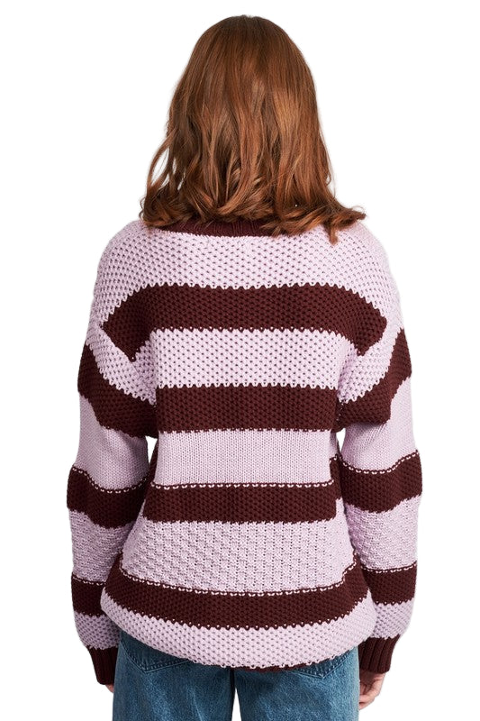 EMORY PARK OVERSIZED SWEATER TOP - Brown Lavender - Back View