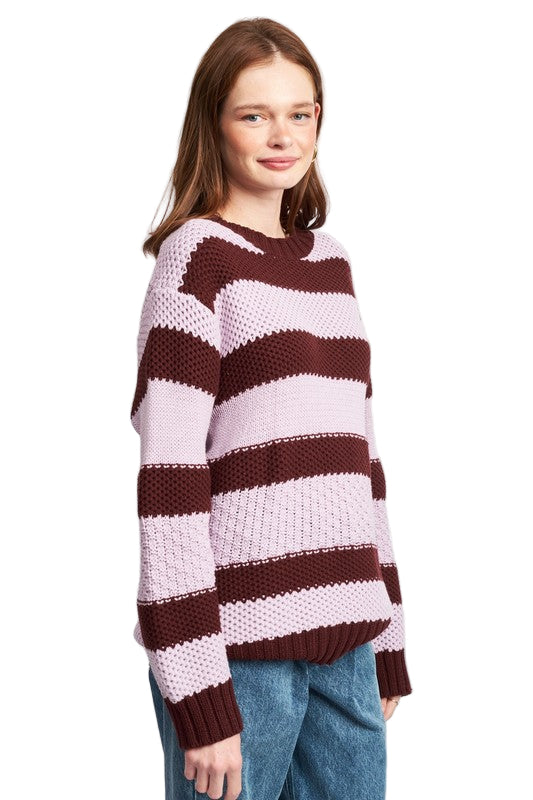 EMORY PARK OVERSIZED SWEATER TOP - Brown Lavender - Side View