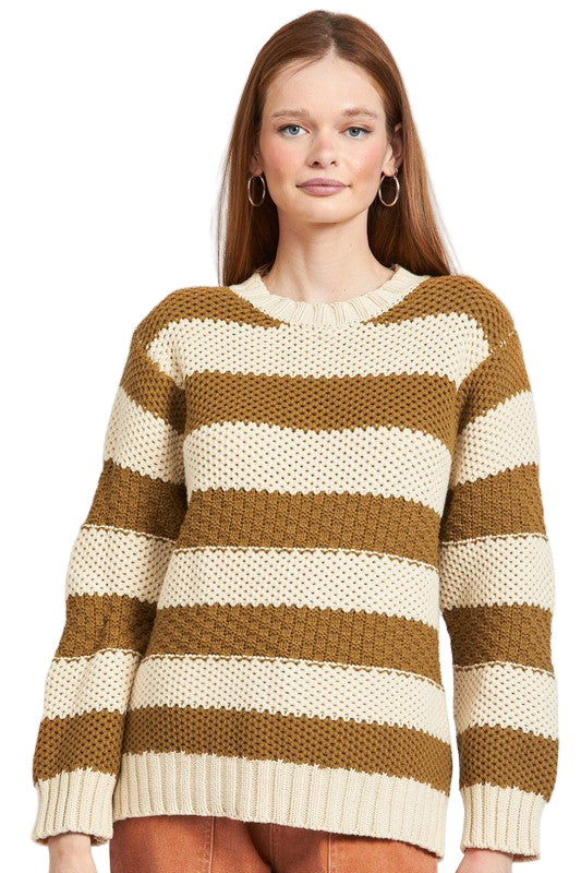 EMORY PARK OVERSIZED SWEATER TOP - Natural Combo - Front View