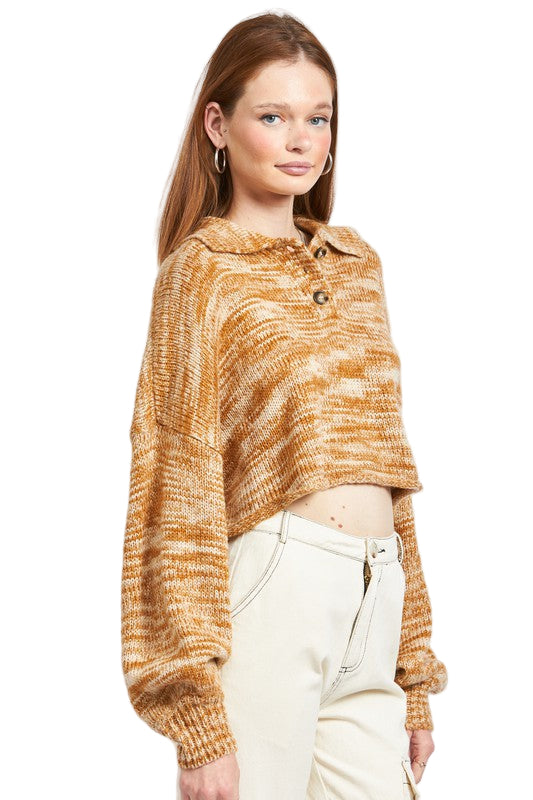 EMORY PARK LONG SLEEVE COLLARED SWEATER - Tan - Side View