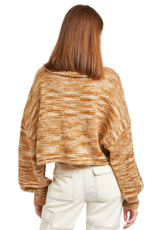 EMORY PARK LONG SLEEVE COLLARED SWEATER - Tan - Back View