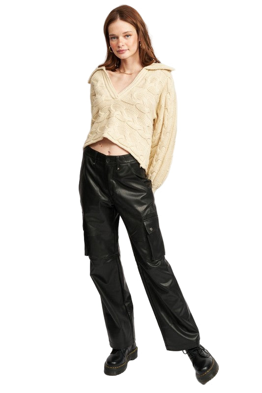 EMORY PARK LONG SLEEVE COLLARED SWEATER - Front Full View