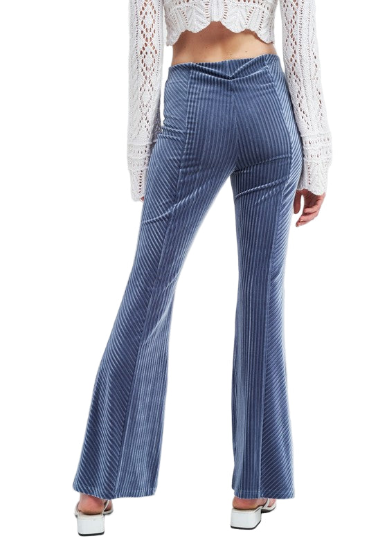 EMORY PARK HIGH RISE FLARED PANTS - Blue - Back View