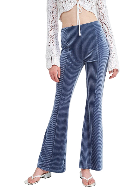 EMORY PARK HIGH RISE FLARED PANTS - Blue - Front View