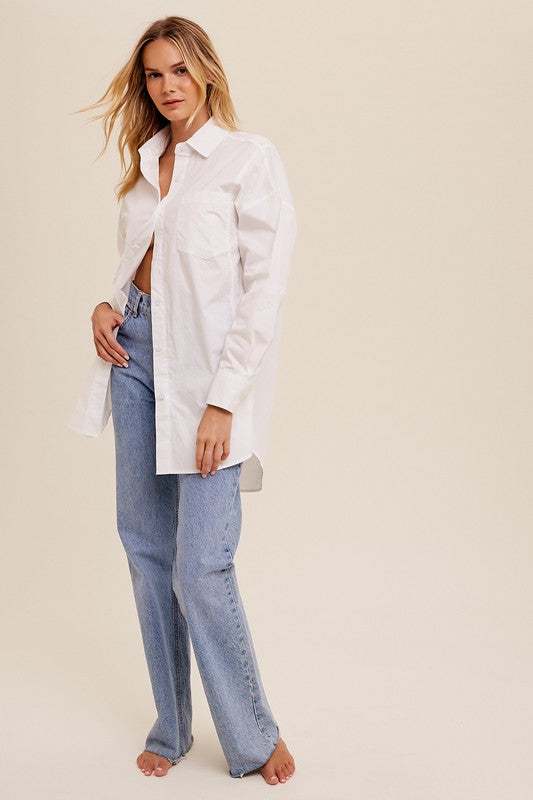 Listicle Oversized Trendy Button Down Shirt
