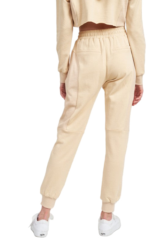 EMORY PARK RIB CONTRAST JOGGER PANTS - Natural - Back View