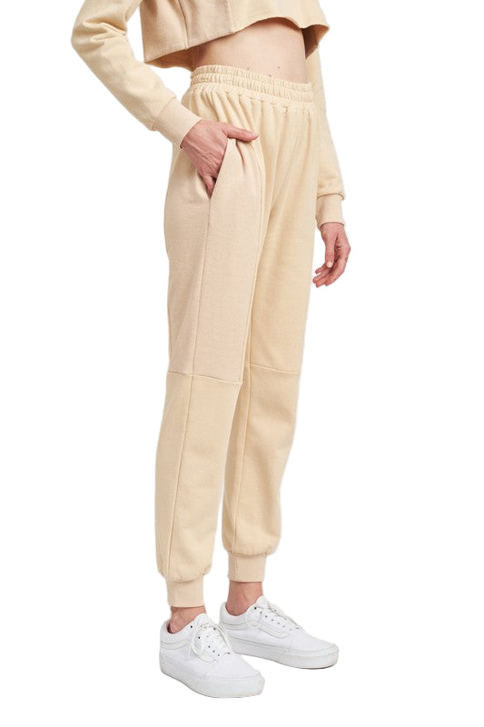 EMORY PARK RIB CONTRAST JOGGER PANTS - Natural - Side View