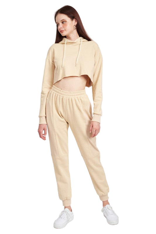EMORY PARK RIB CONTRAST JOGGER PANTS - Natural - Front Full View
