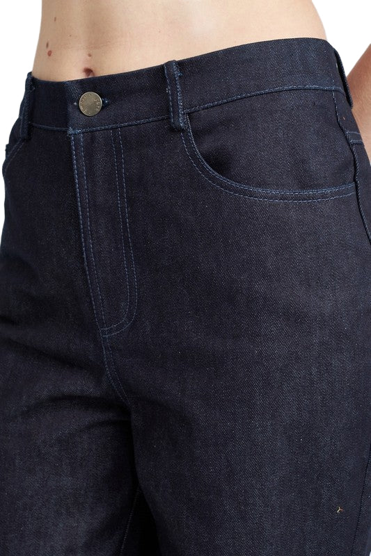 EMORY PARK HIGH WAIST SEMI FLARED DENIM PANTS - Denim - Rear View