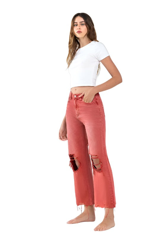 90s Vintage Crop Flare Jeans By Flying Monkey