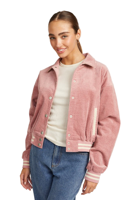 EMORY PARK BOMBER JACKET WITH COLLAR - Rose - Front View