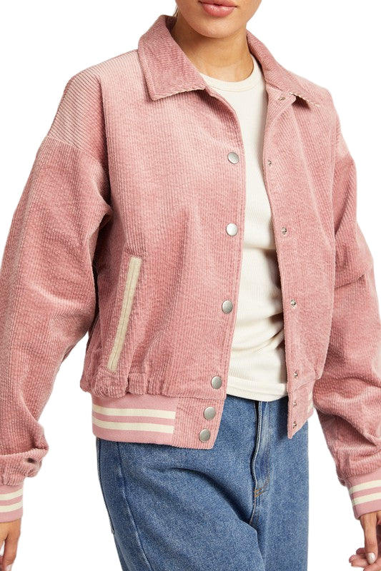 EMORY PARK BOMBER JACKET WITH COLLAR - Rose - Side View