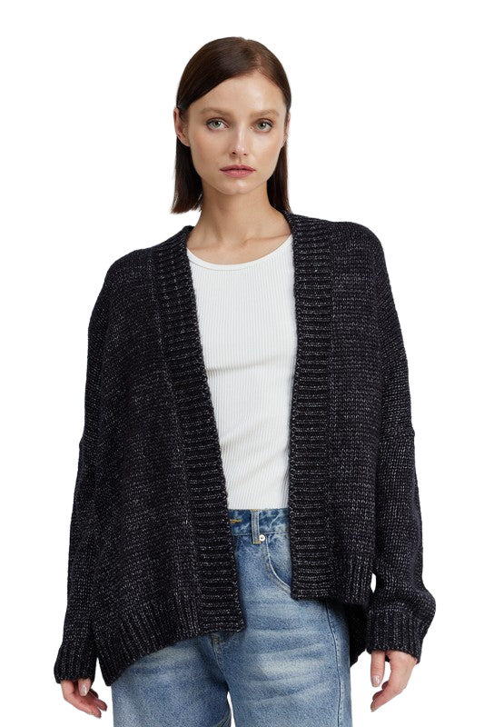 EMORY PARK OVERSIZED CARDIGAN - Charcoal - Front View
