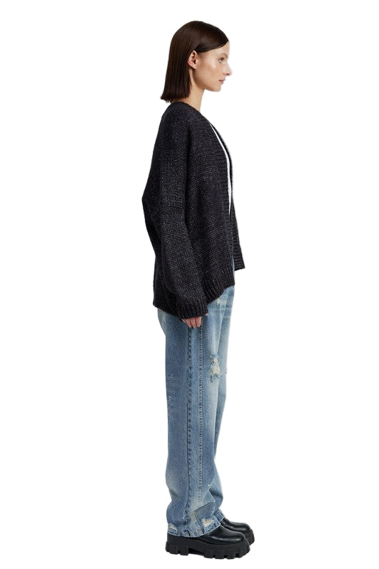 EMORY PARK OVERSIZED CARDIGAN - Charcoal - Side Full View