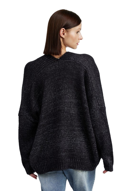 EMORY PARK OVERSIZED CARDIGAN - Charcoal - Back View