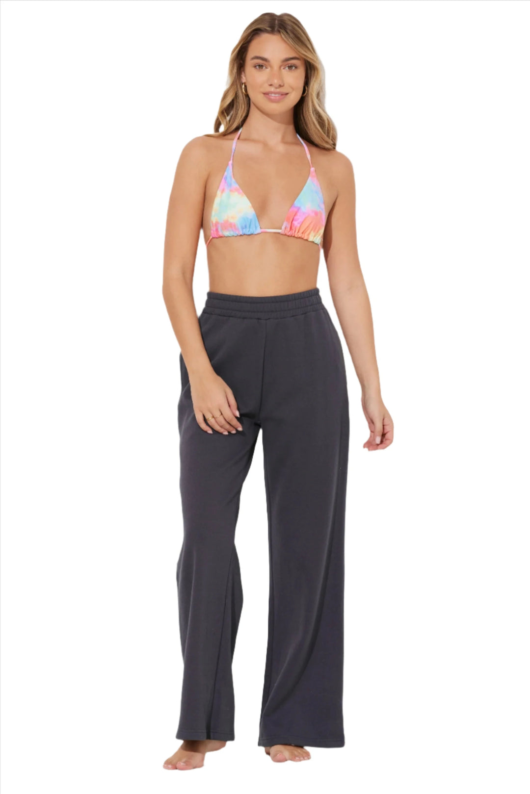 Vintage Havana/ Ocean Drive Surf Wash Wide Leg Pants B12233 - Black - Front Full View