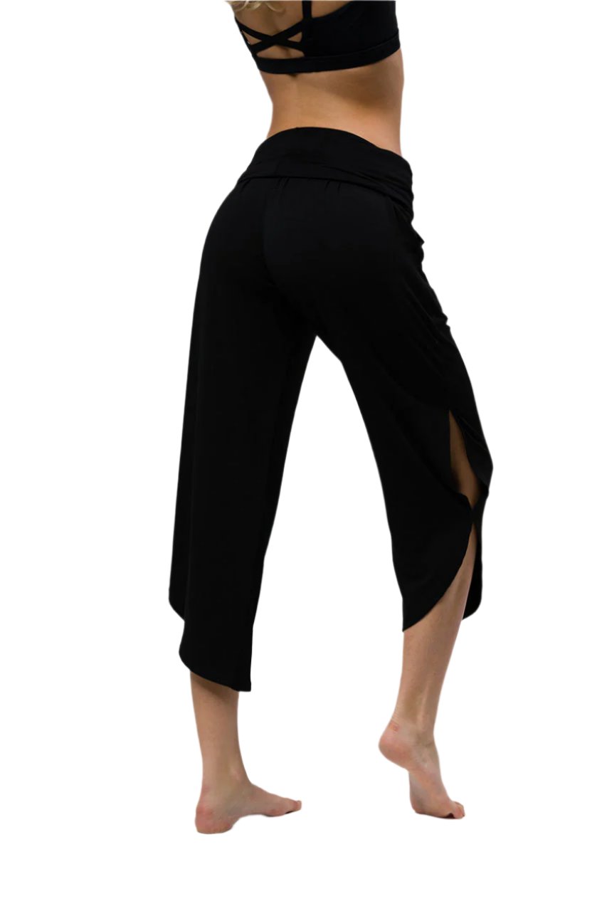 Onzie Fold Over Tulip Pant - Black - Back Side View
